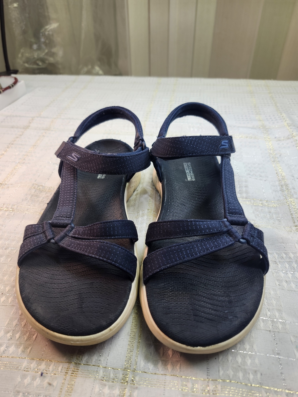 Skechers Women’s Navy Strappy Open-Toe Comfort Sandals